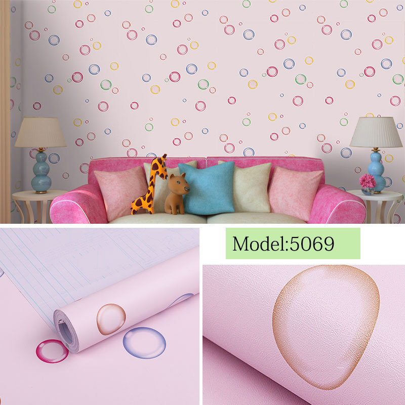 Lovely cartoon vinyl children decoration 3D wallpaper for Princess Room