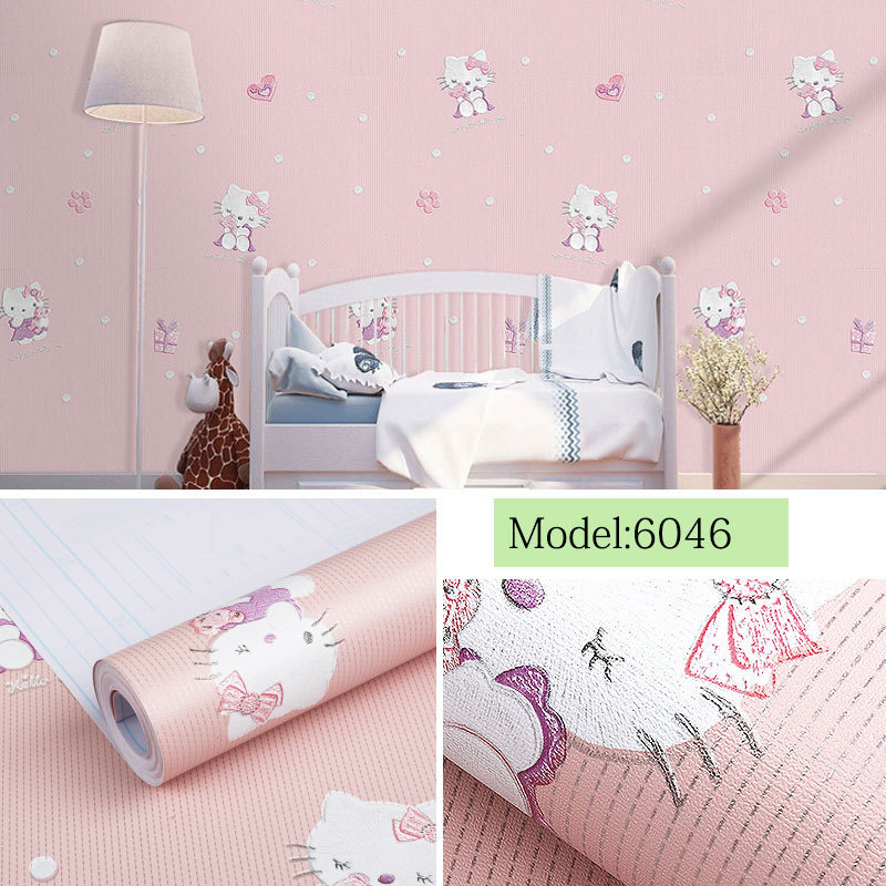 Lovely cartoon vinyl children decoration 3D wallpaper for Princess Room