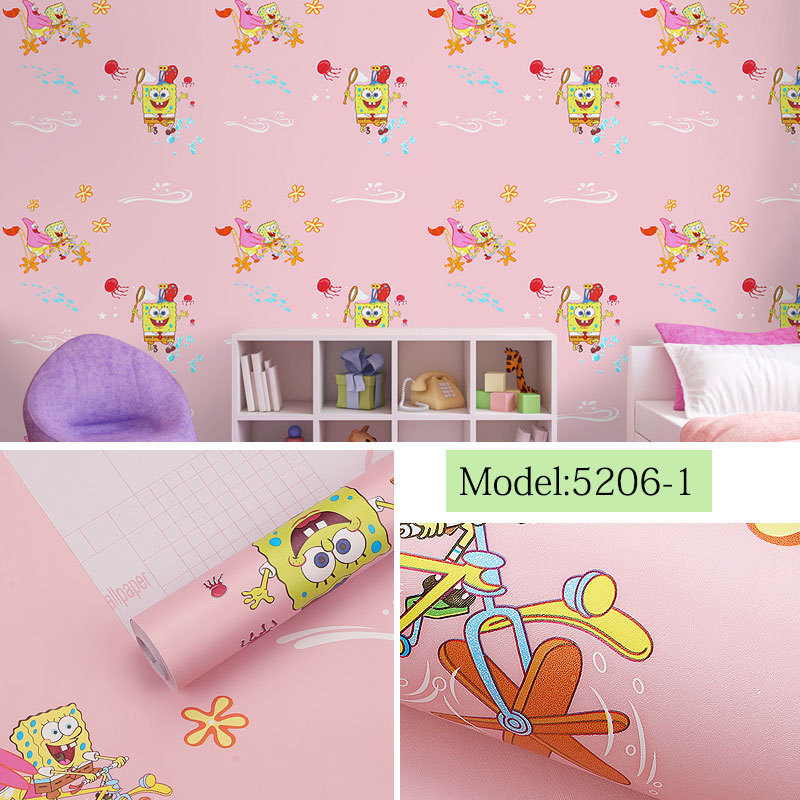 High quality pink space jungle floral self adhesive wallpaper for kids room