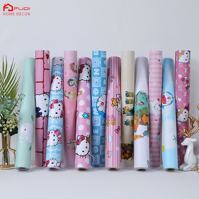 PVC self-adhesive wallpaper cartoon children's baby room design waterproof wallpaper stickers