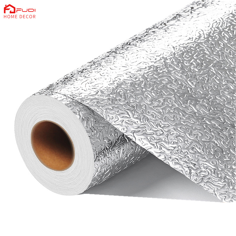 Silver Contact Paper Oil Proof Waterproof Aluminum Foil Kitchen Backsplash Peel And Stick Wall Sticker Self Adhesive Wallpaper