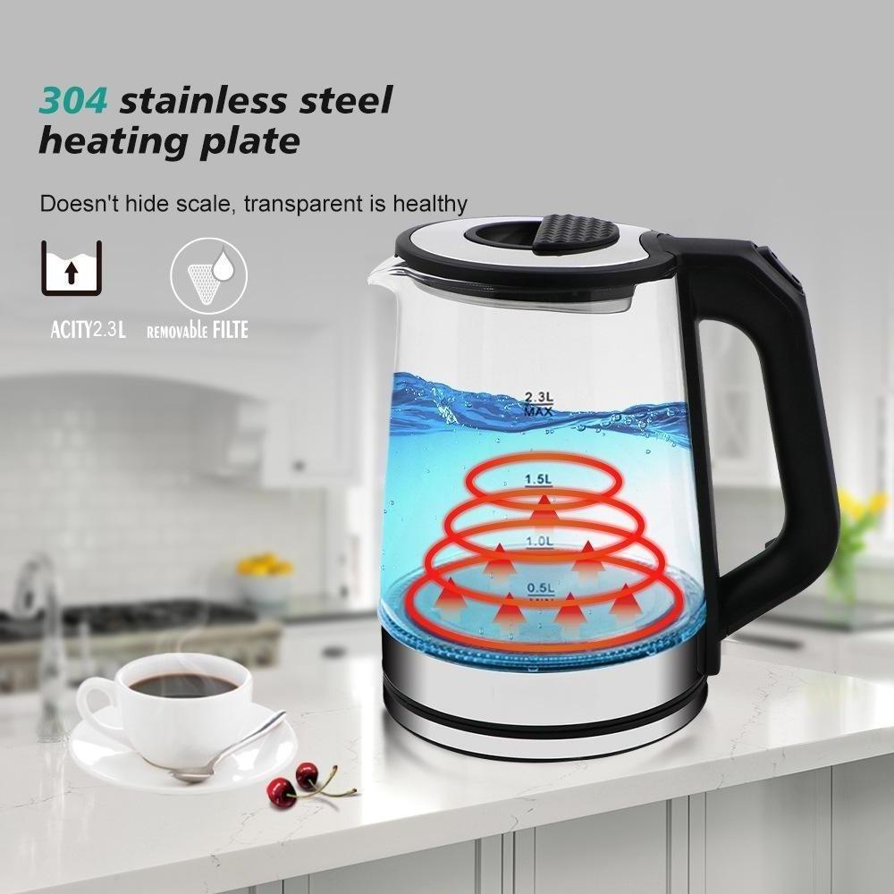 CB CE 2.3L electric whistling kettle glass tea kettle , pyrex clear glass electric kettle , glass woter kettle