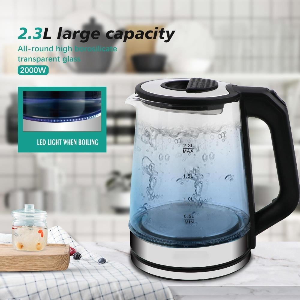 CB CE 2.3L electric whistling kettle glass tea kettle , pyrex clear glass electric kettle , glass woter kettle