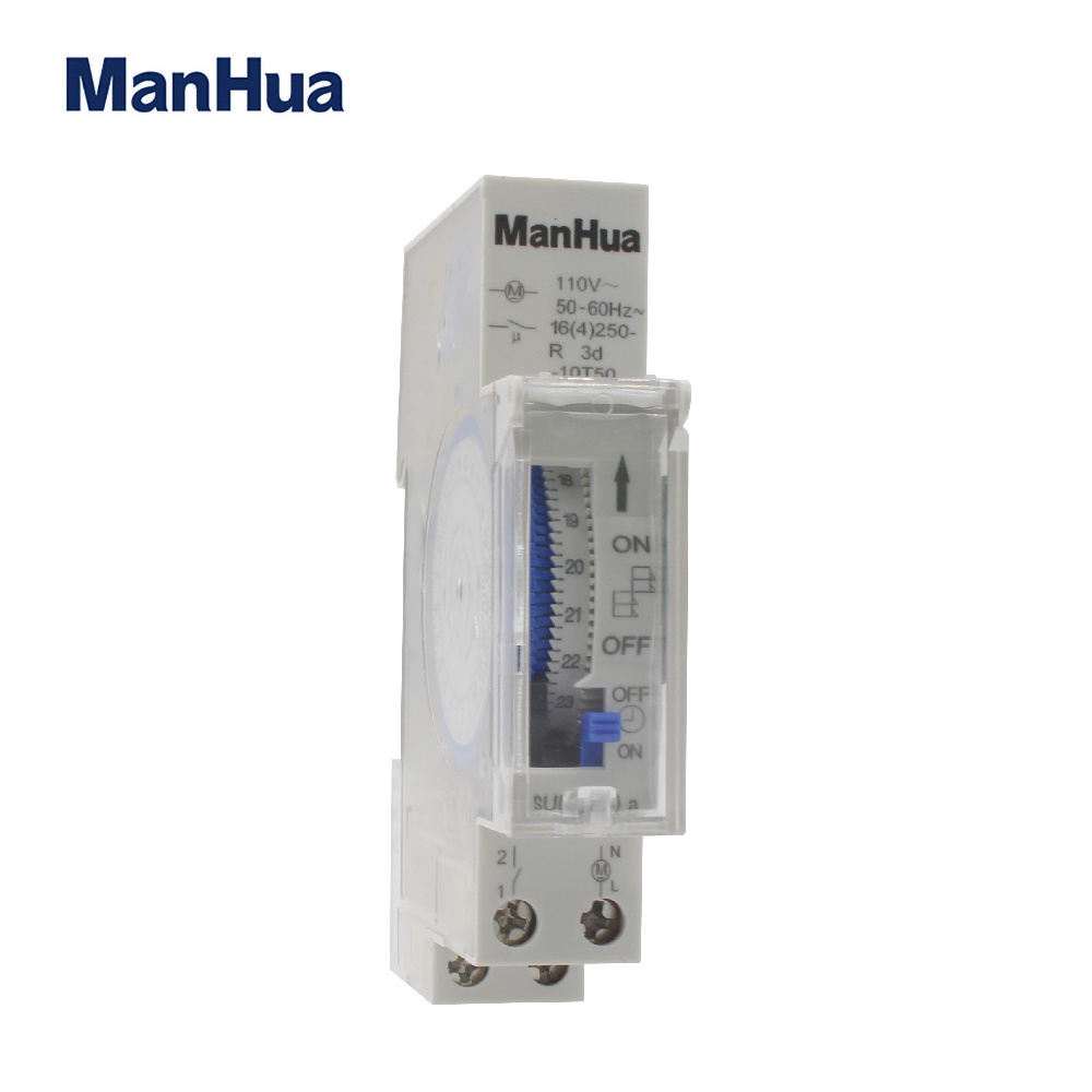 ManHua Mechanical Analog Time Switch 24 Hour 110V/220-240VAC Mechanical Programmable DIN Rail Time Switch SUL180A