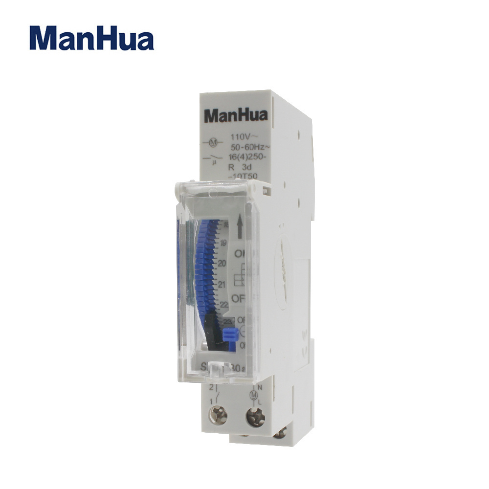 ManHua Mechanical Analog Time Switch 24 Hour 110V/220-240VAC Mechanical Programmable DIN Rail Time Switch SUL180A