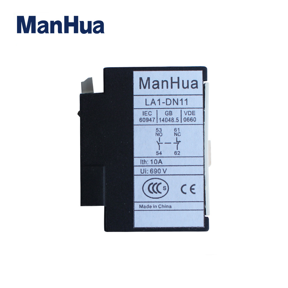 Manhua LA1-DN11 10A 690V  AC magnetic contactor top mounted Auxiliary contact block