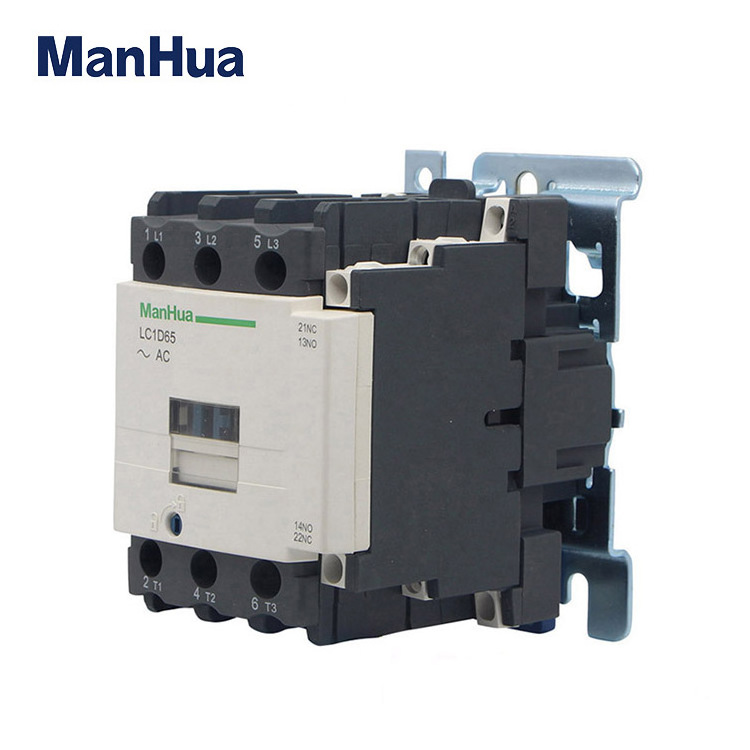 ManHua AC Contactor LC1-D65 Three Pole With 1NO+1NC Auxiliary Contact Block