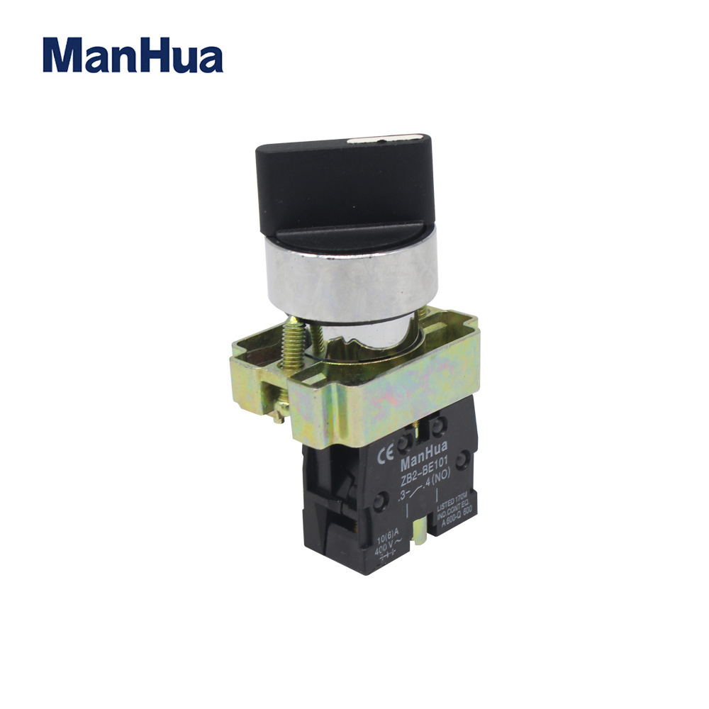 ManHua 10A Control Switch XB2-BD21 Knob Rotary Selector Switches With Circular Head Push Button Switch