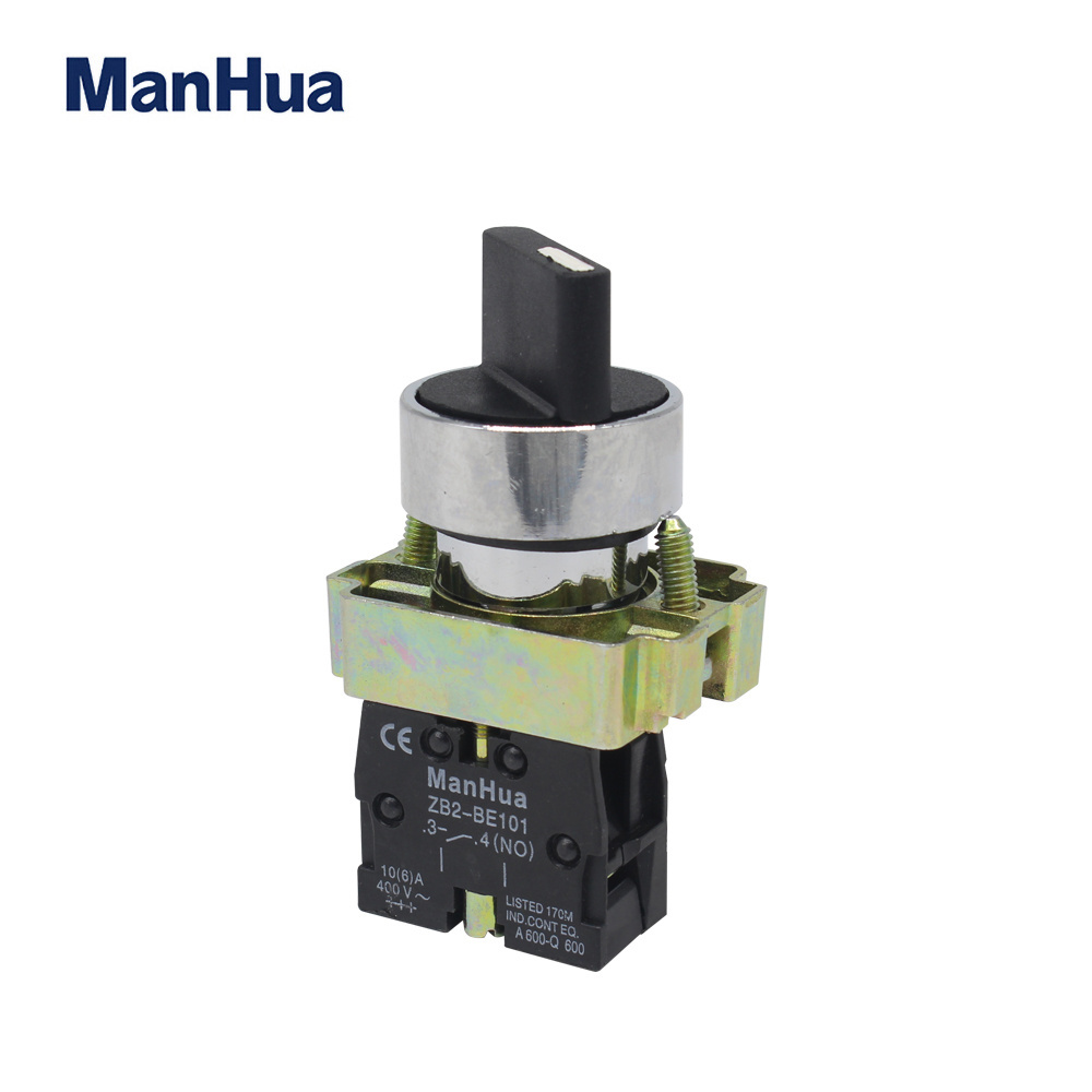 ManHua 10A Control Switch XB2-BD21 Knob Rotary Selector Switches With Circular Head Push Button Switch