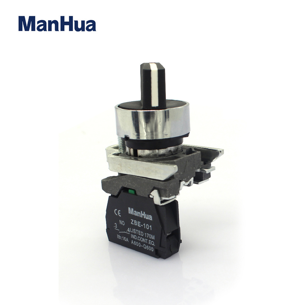 ManHua 22mm Push Button XB4BD21 Black selector switch  With 2-position stay put 1NO