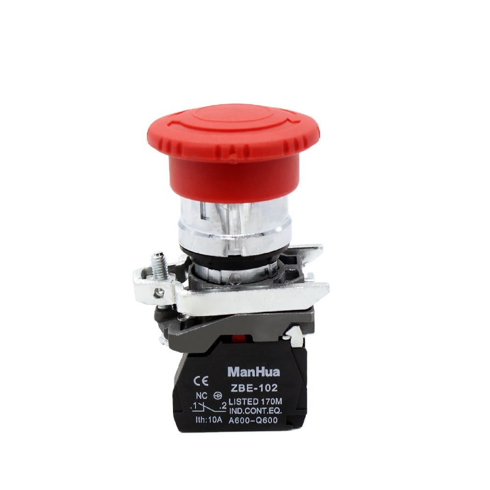 ManHua XB4-BS542 Urgent Stop Red Mushroom NO/NC turn to release push button switch