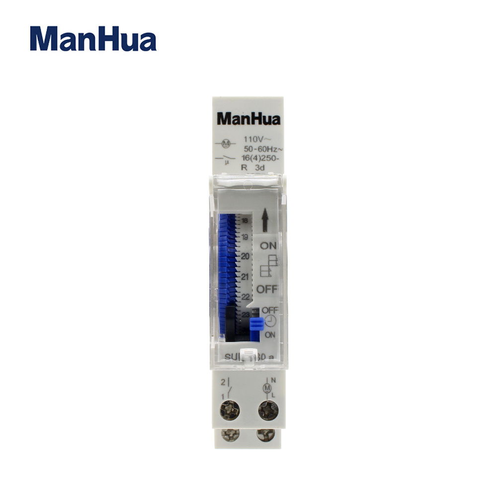 ManHua Mechanical Analog Time Switch 24 Hour 110V/220-240VAC Mechanical Programmable DIN Rail Time Switch SUL180A