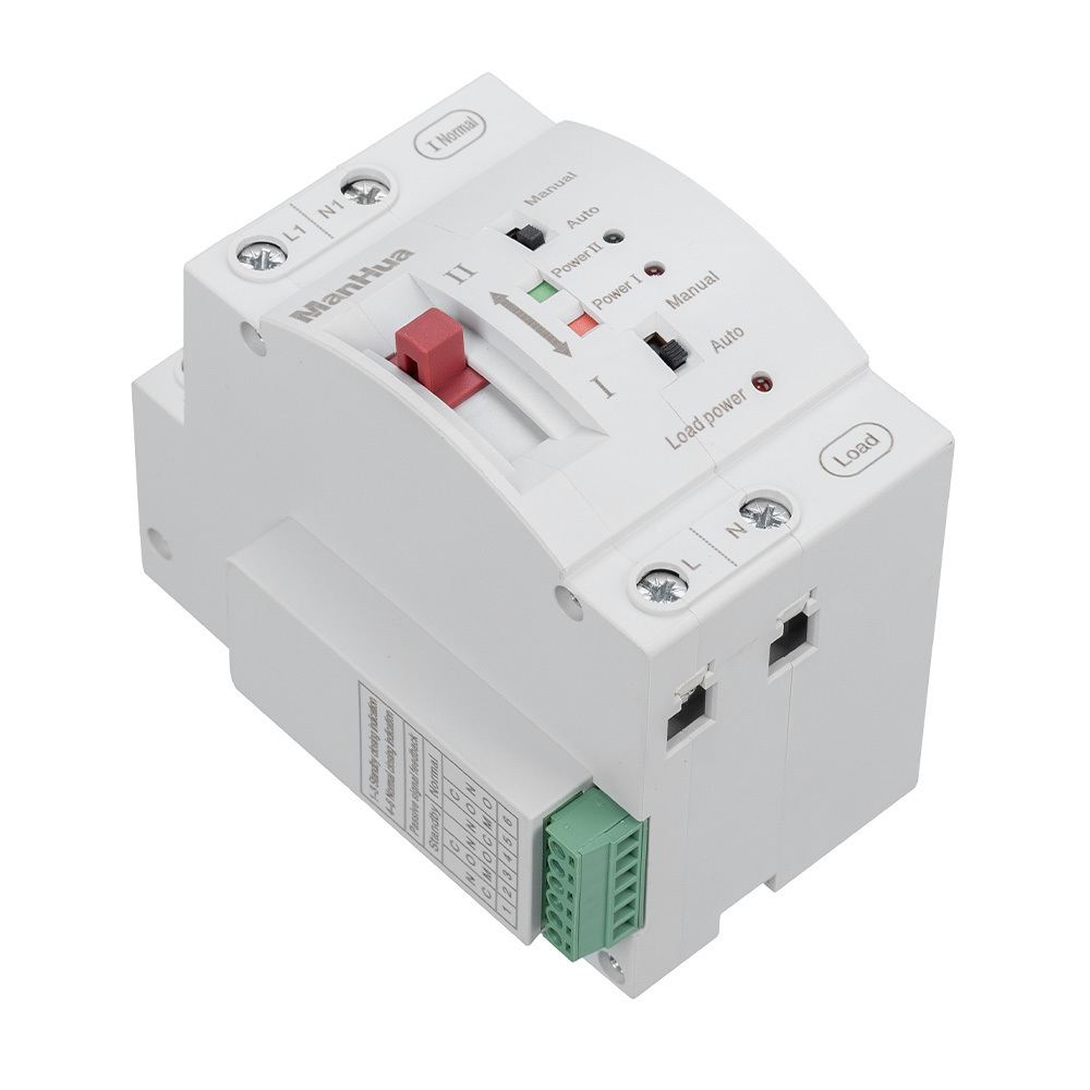 Manhua 2P AC 220V 63A 2 Poles Mini Household ATS Dual Power Automatic Transfer Switch for Home Use  Pc Class