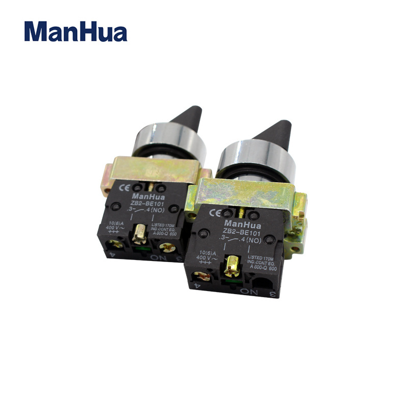 ManHua 10A Control Switch XB2-BD21 Knob Rotary Selector Switches With Circular Head Push Button Switch