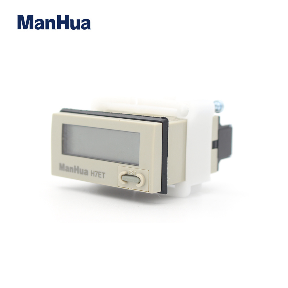 ManHua AC24-380V Digital Display H7ET Hour Meter Lcd Timer Mechanical Industrial Hour Meter Counter On Panel