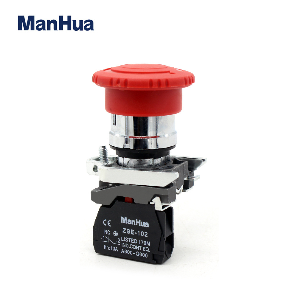 ManHua XB4-BS542 Urgent Stop Red Mushroom NO/NC turn to release push button switch