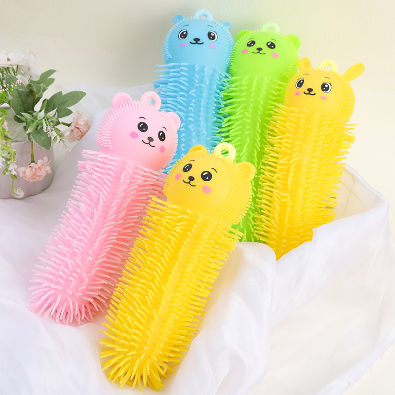 2022 New Design Custom Cute Bear Rabbit Flashlight Puffer Ball Light Up LED Inflatable 33CM Warm Squeeze Toys