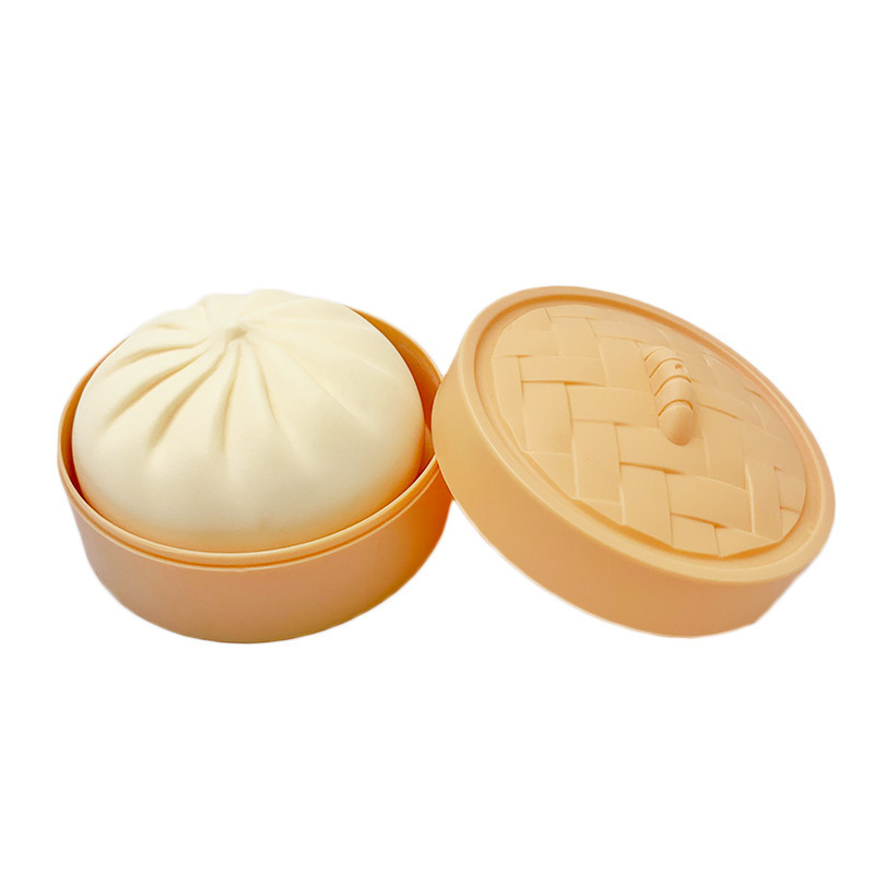 Hot Dumpling Baozi Dough Squeeze Toys Simulation Steamed Stuffed Bun Squishy Stretchy Bounce Stress Balls with Steamer