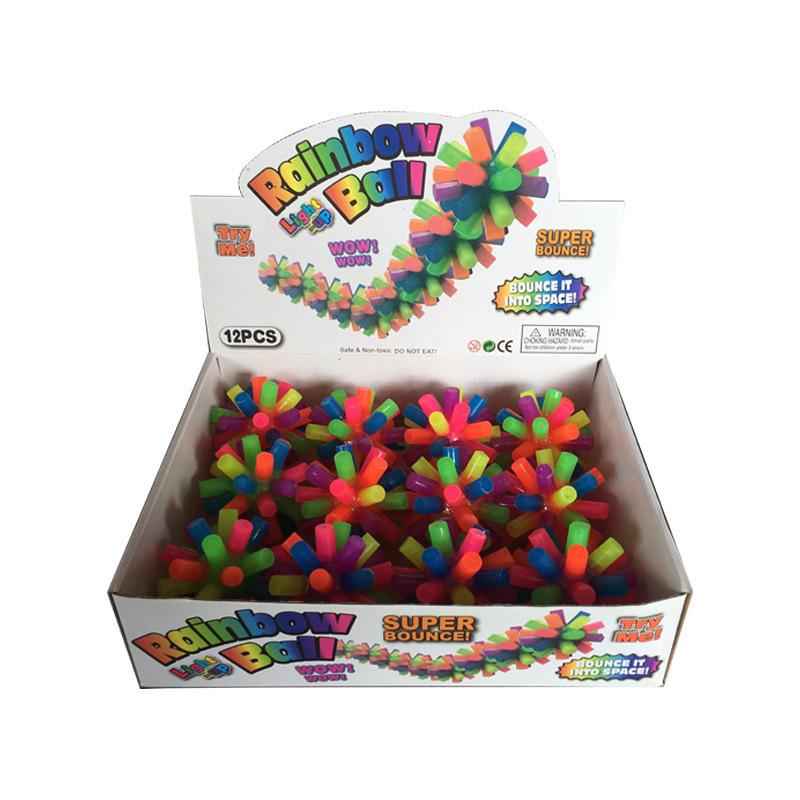 TPR Light Up Led Rubber Bouncy Ball Luminous Stress Relief Sensory Toys Bouncing Flashing Spiky Balls