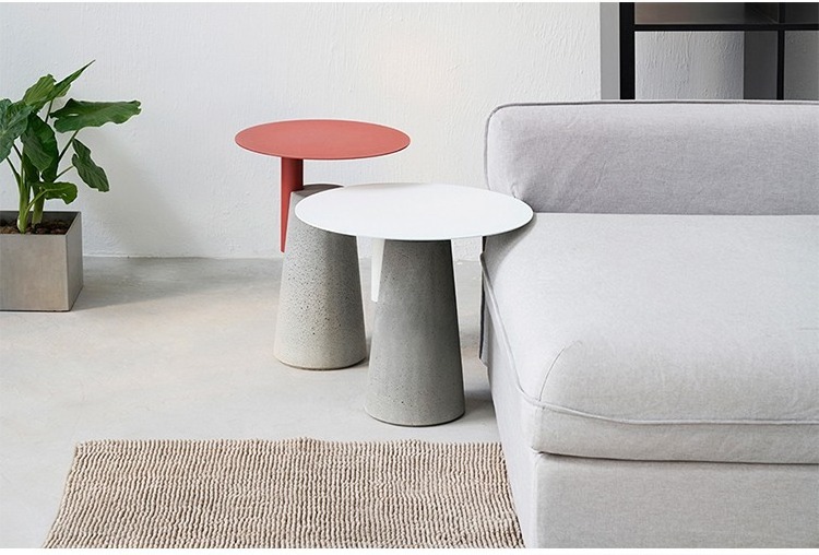 North Europe Cement Sofa Bedroom Side Table Metal Round Coffee Table Living Room Cafe Table