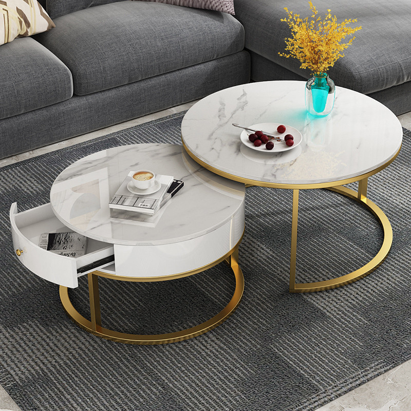 Factory Wholesale Modern Marble Top Coffee Table Luxury Metal Coffee Table