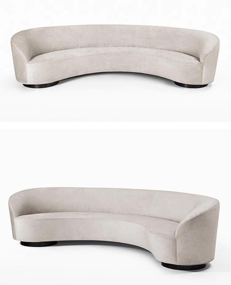 Fabric modern living room curved sofa half round circle sofa wood frame waiting sofa reception