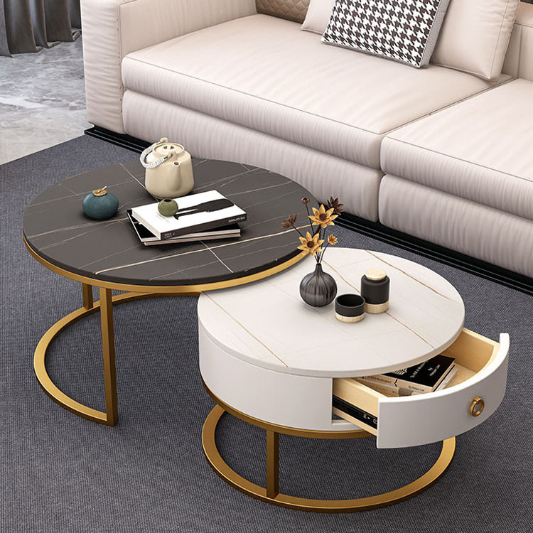 Factory Wholesale Modern Marble Top Coffee Table Luxury Metal Coffee Table