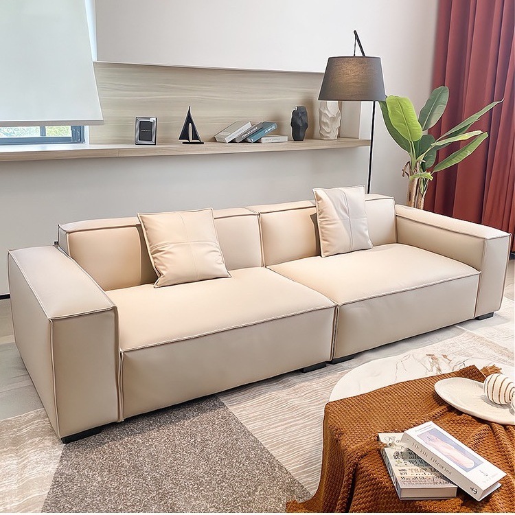 Modern sectional sofa simple design living room furniture leather block shape sofa