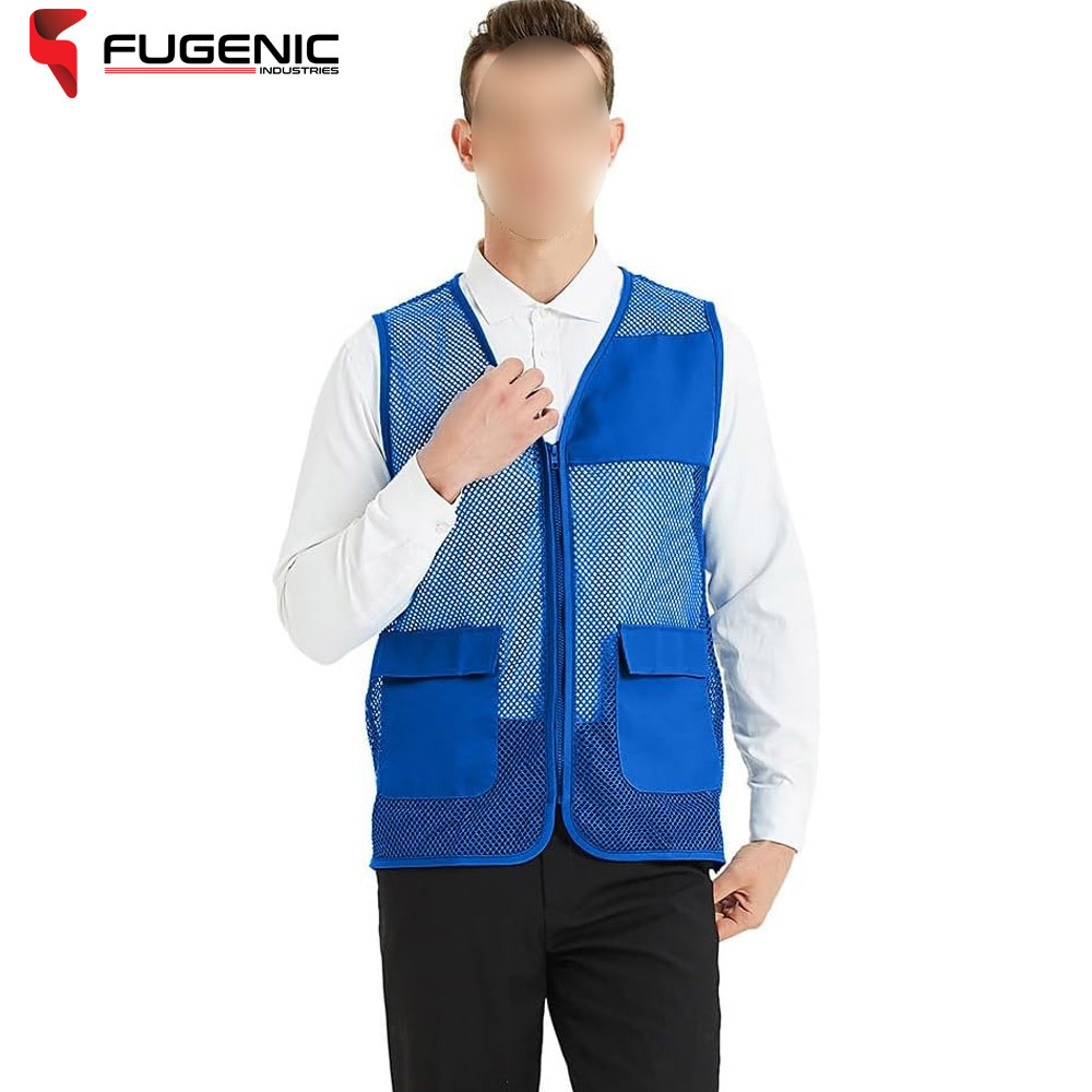 OEM Service Premium Quality Breathable Custom Logo Print Latest Style Work Wear Mesh Vest BY Fugenic Industries