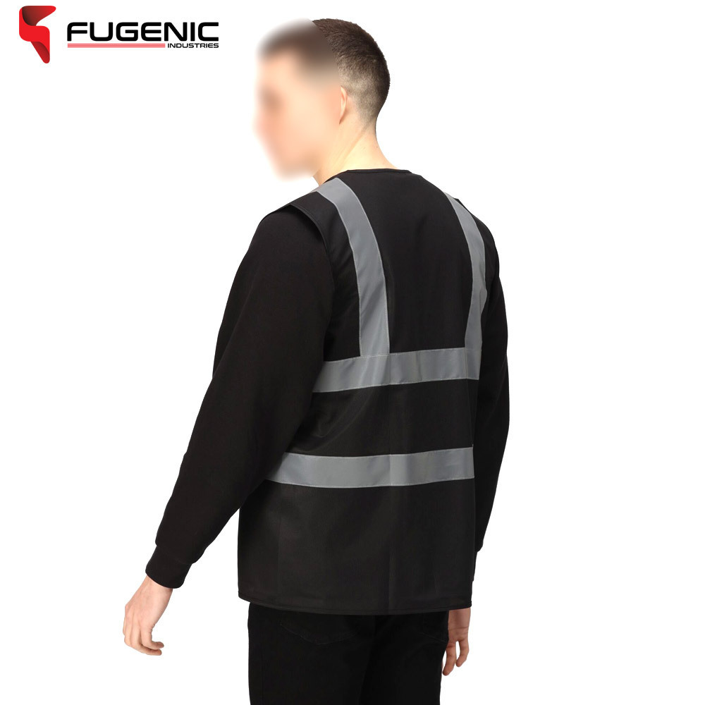 In Black Color Reflective Safety Clothing Unique Style Best Supplier Soft Fabric Work Wear Mesh Vest BY Fugenic Industries