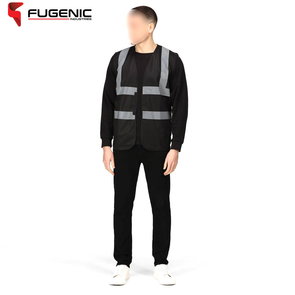 In Black Color Reflective Safety Clothing Unique Style Best Supplier Soft Fabric Work Wear Mesh Vest BY Fugenic Industries