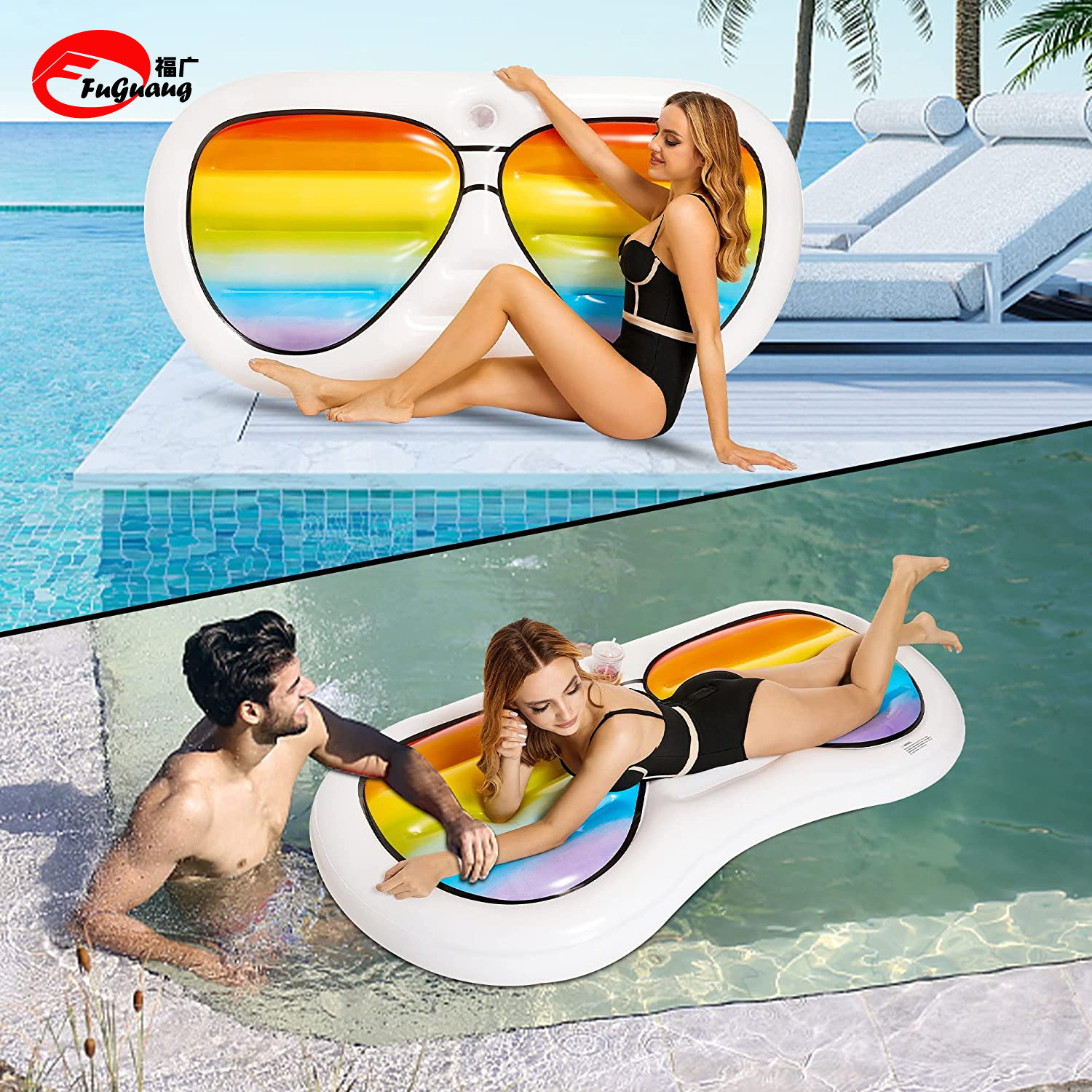 Inflatable swimming pool pontoon float tube with cup holder swimming pool floating air cushion suitable for summer parties