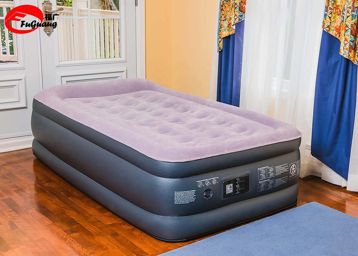 Custom comfortable portable double height inflatable double bed air mattress double pump and pillow suitable for camping trips