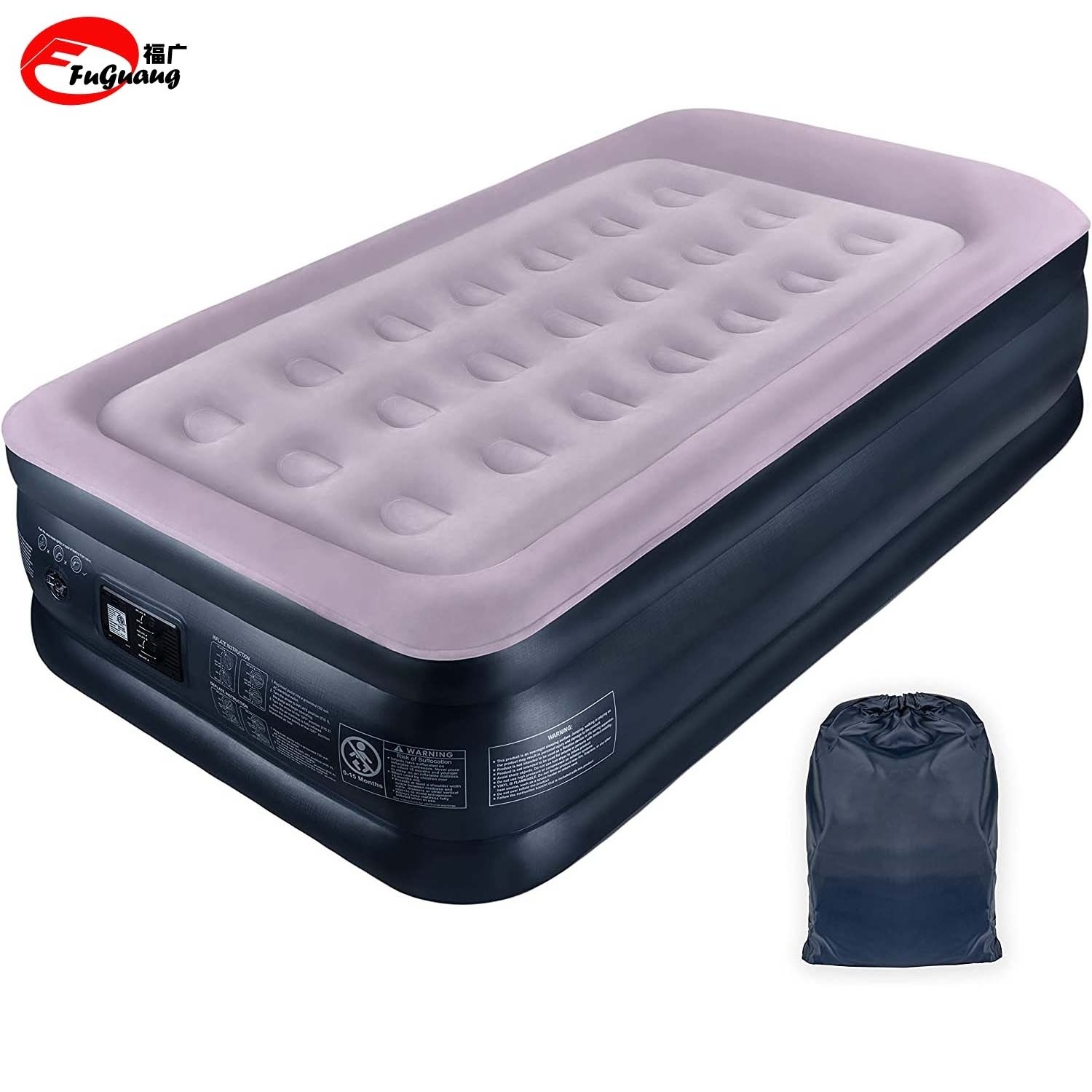 Custom comfortable portable double height inflatable double bed air mattress double pump and pillow suitable for camping trips