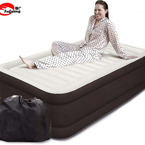 Outdoor single Airbed with flocking surface PVC built-in pump Quickly inflate and defla high airbed suitable for bedroom camping