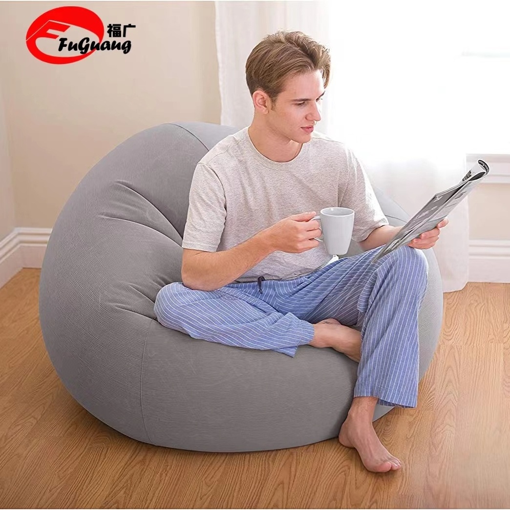 Inflatable lazy sofa gray single foldable ball sofa suitable for outdoor chair studio office building bedroom living room