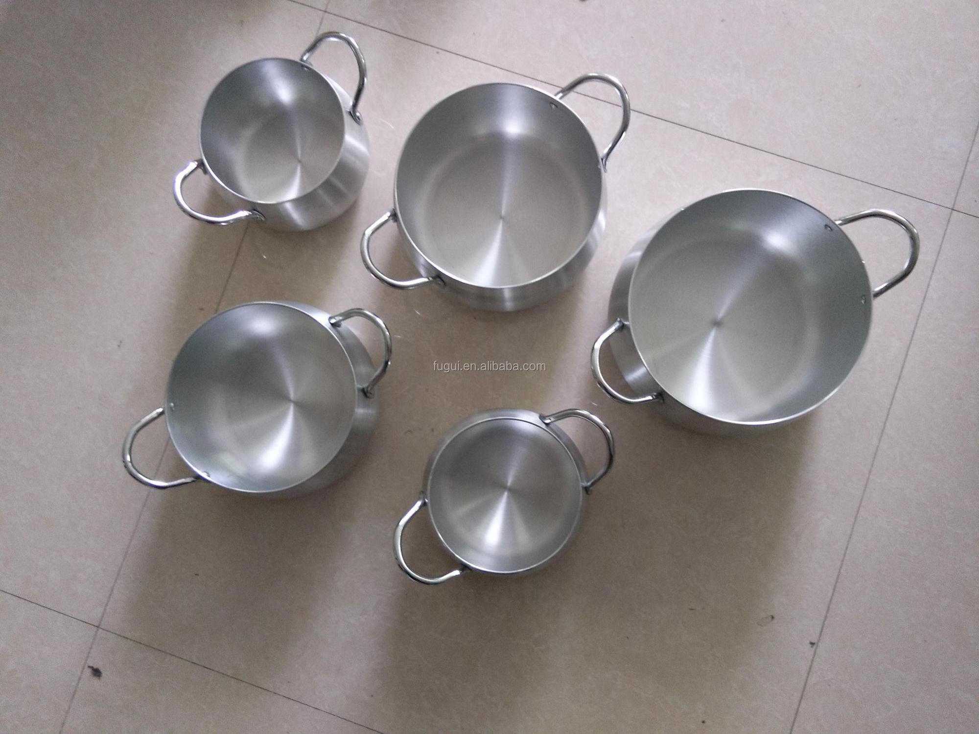 10Pcs Aluminum Cooking Pot Set  Belly Pot Double Iron Handle Feature Eco Material