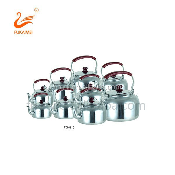 Silver polished aluminum tea kettle