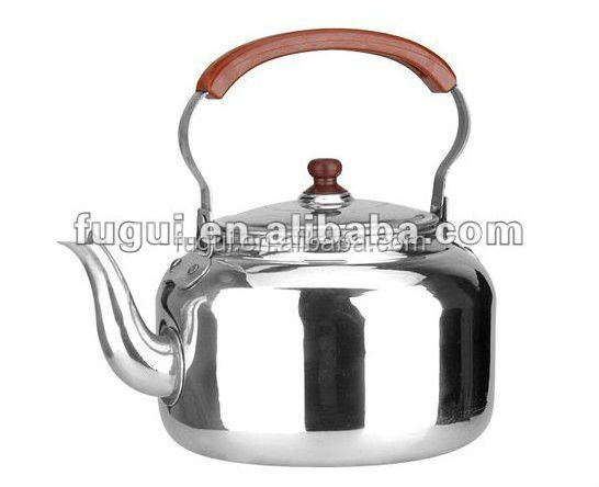 Silver polished aluminum tea kettle