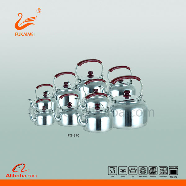 Silver polished aluminum tea kettle