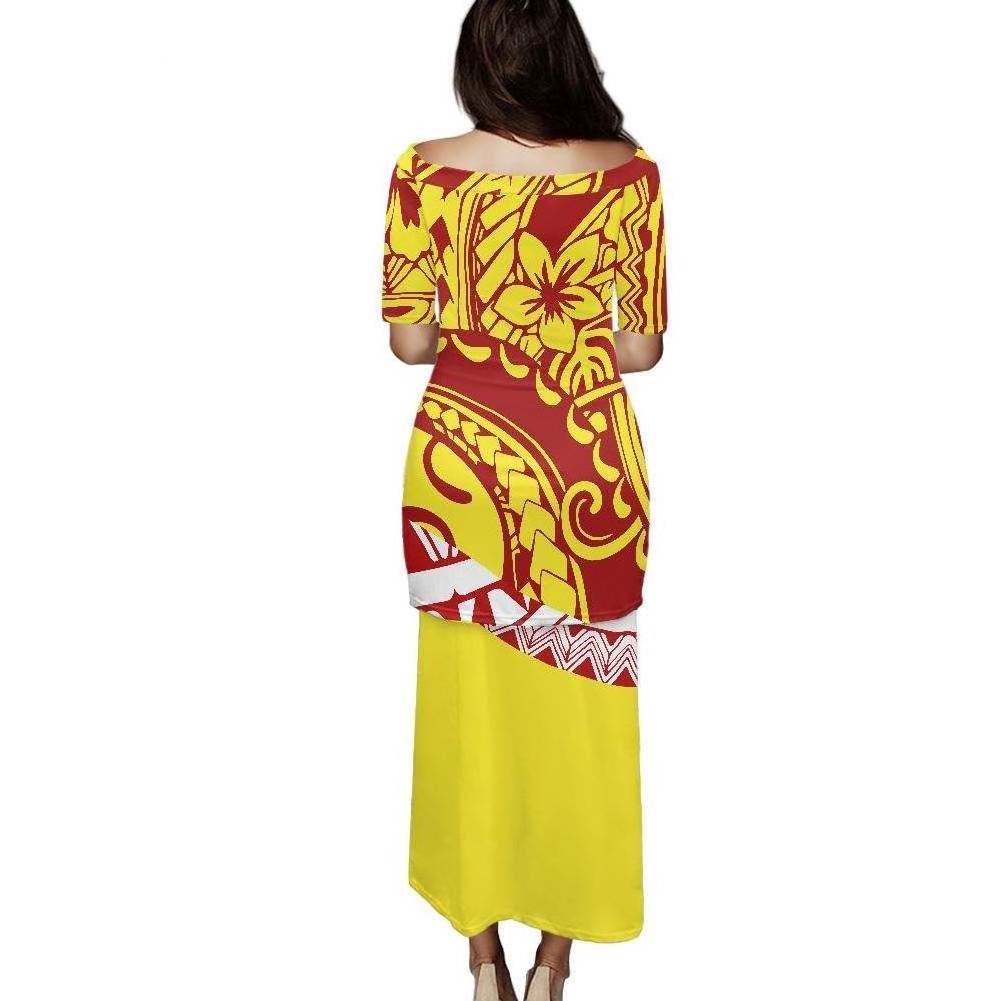 New Arrivals Wholesale Samoa Tribal Print Night Dresses  Woman Dresses For Woman Sexy Puletasi Women Dresses Casual Summer