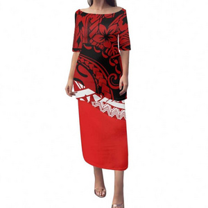 New Arrivals Wholesale Samoa Tribal Print Night Dresses  Woman Dresses For Woman Sexy Puletasi Women Dresses Casual Summer