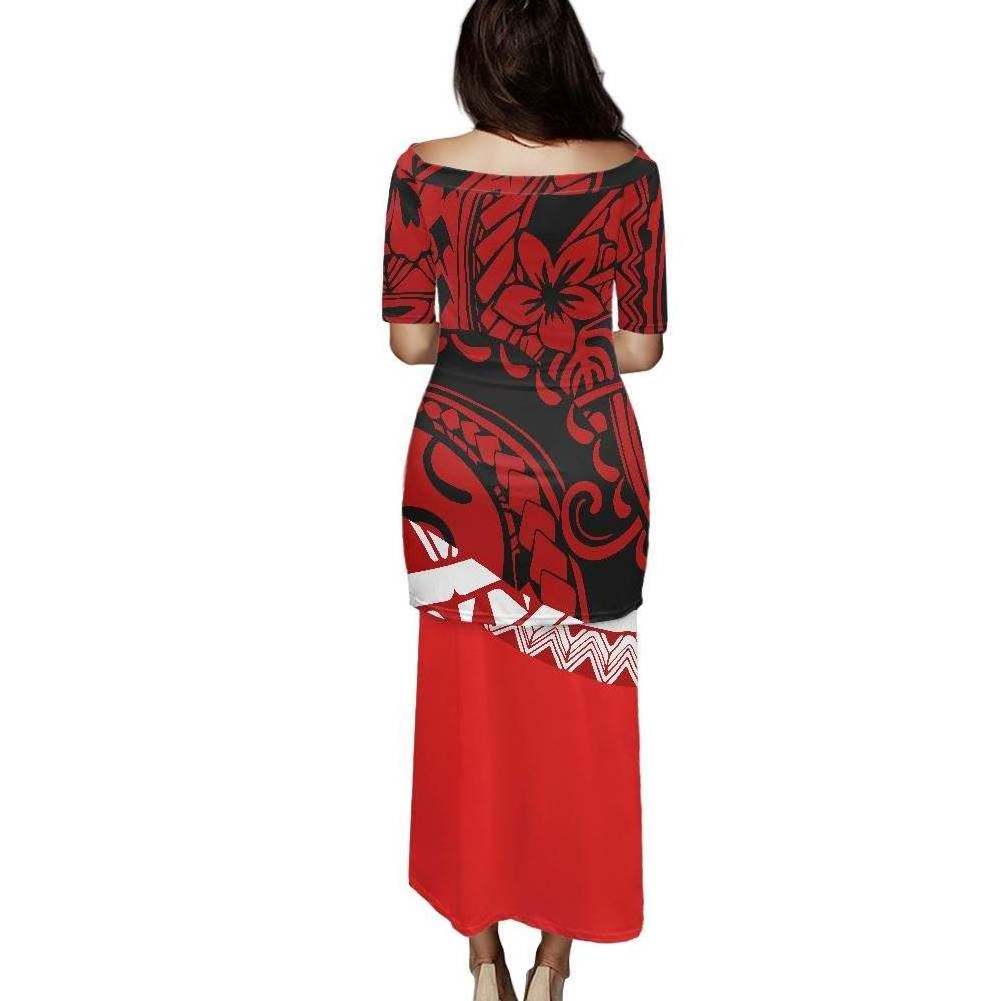 New Arrivals Wholesale Samoa Tribal Print Night Dresses  Woman Dresses For Woman Sexy Puletasi Women Dresses Casual Summer