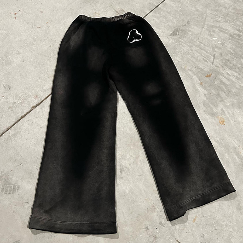 YSJY Manufacturer Oversized Acid Washed Sweatpants Rhinestone Pants Jogger Cut And Sew Flared Sweat Pants Men