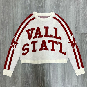 YSJY custom letter print sweater manufacturer thick knit jacquard crew neck sweater for man