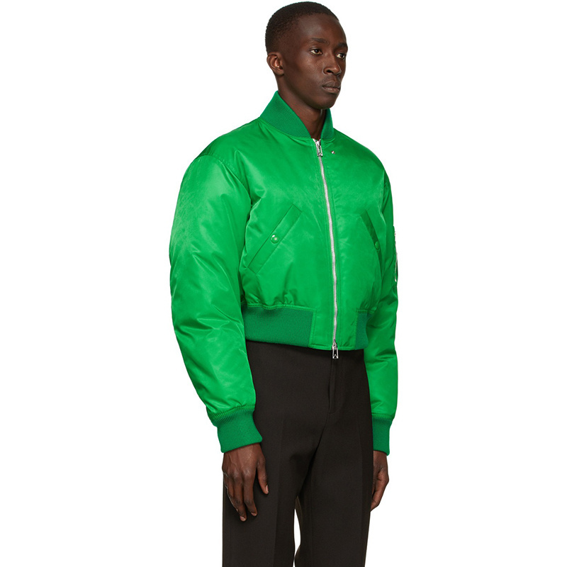 Custom Varsities Jackets Baseball Nylon Polyester Flight Bomber Jacket Waterproof Winter Thick Green Men Satin Jacket