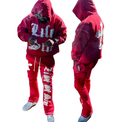 YSJY Custom Sweatsuits Two Pieces Oversized 100 Cotton Joggers Flared Sweatpants And Hoodie Set Tracksuit Sweat Suits BestSuppliers