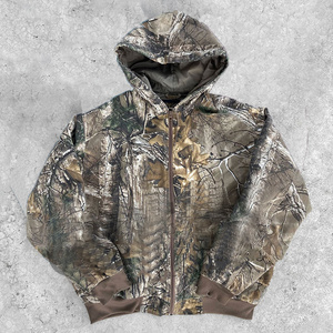 YSJY Custom vintage printing camouflage zip up jacket camo hunting cargo full zip hoodie for men