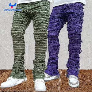 YSJY Clothing manufacturers custom flare jeans mens street style skinny denim pants stacked jeans