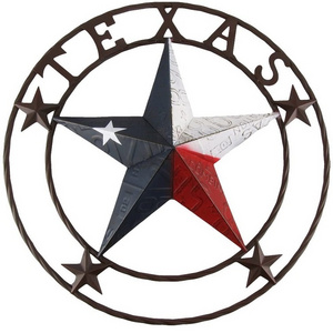 2021 New Design Rustic Color Texas Star State Flag Circle Sign Wall  Decor For Home Decoration